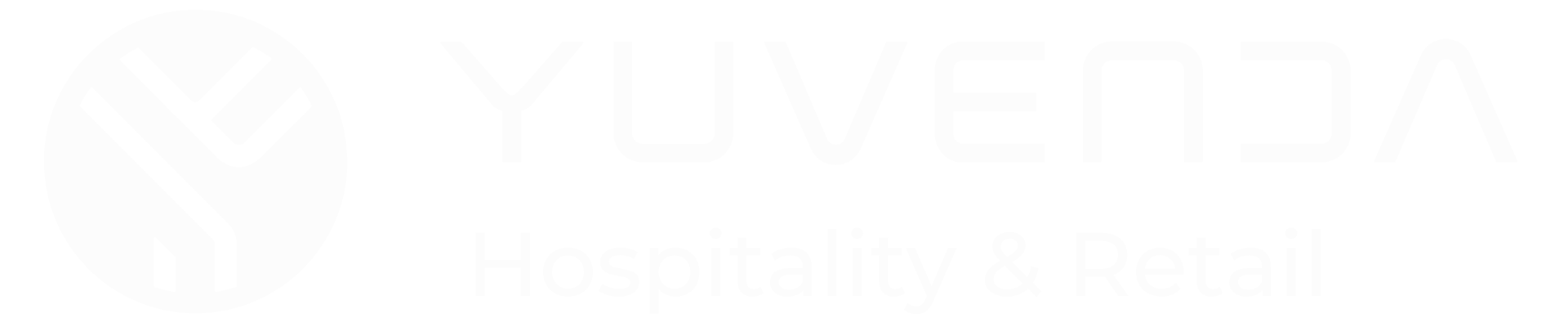 Yuveda Hospitality & Retail logo featuring a stylized 'Y' symbol within a white circle.