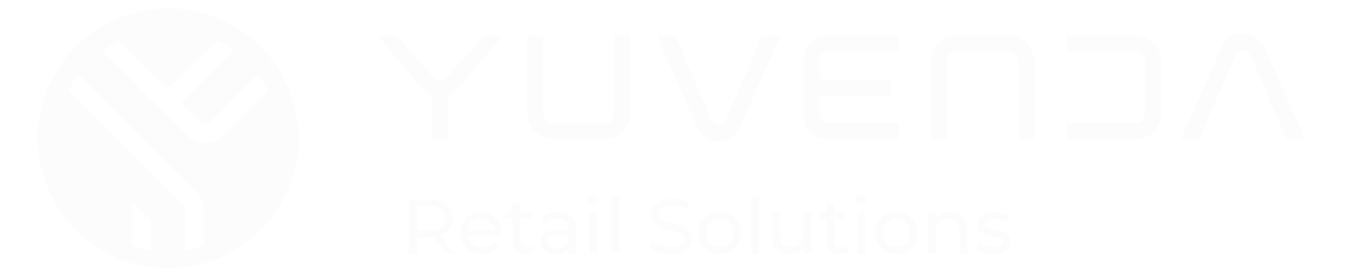 Yuveda Retail Solutions logo with a stylized Y symbol inside a white circle.
